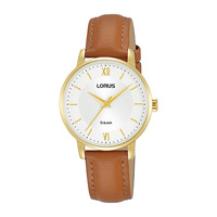 Ladies Gold Watch 30mm Dial with Tan Leather Band