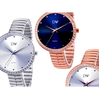 Ladies CZ BIG DIAL 38mm Stretch Band Watch - Colour Options