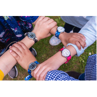 Blue Camo Kids Watch White Teaching Dial To/Past