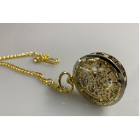 Mechanical Wind Up FOB Pocket Watch Two Tone - Gold & Silver