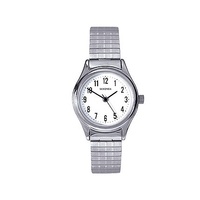 Ladies Silver Watch Stretch Band with Clear White Dial by Sekonda
