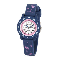 Girls Blue with Pink Flowers Watch Teaching Dial WR100m