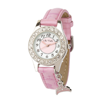 Girls Watch Pink Sparkling CZ Dial with Charm