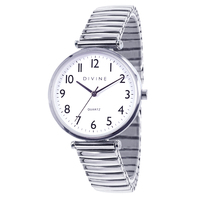 Silver Stretch Band Watch - Easy Read Dial