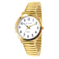 Gold Stretch Band Watch - Easy Read Dial