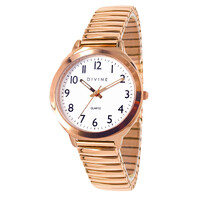 Rose Gold Stretch Band Watch - Easy Read Dial