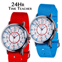 Kids Watch 24hr Time Teacher Red Blue Dial