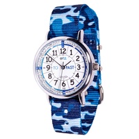 Blue Camo Kids Watch White Teaching Dial To/Past