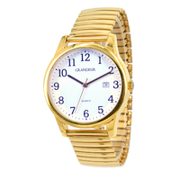 Large Stretch Band Gold Watch White Dial with Date