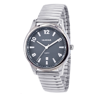Modern Mens Watch Grey Dial Date Feature Stretch Band