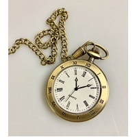 Pocket Watch Roman Numerals Open Face Brushed Gold