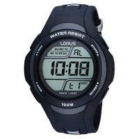 Mens Digital Watch WR100m Large Dial 46mm Lorus Black