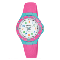 Girls Watch WR100m Colourful Dial Hot Pink and Teal Trim