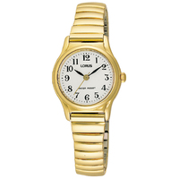 Ladies Gold Stretch Band Watch Easyread Dial