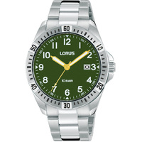 Large Mens Sports Watch 39mm Green Dial Date WR100m