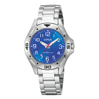 Ladies Silver Sports Watch with Blue Dial 33cm WR50m Lorus