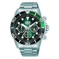 Mens Watch Sports Chronograph Dress Watch WR100m Green Dial 43mm