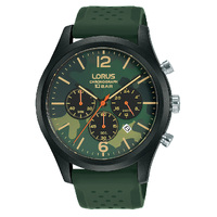 Mens Chronograph Sports Watch WR100m Green Camo 42mm Dial