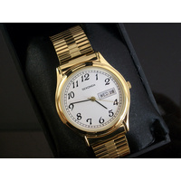 Large Gold Watch with Date Stretch Band - Large Numbers