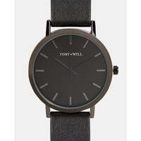 Black Watch Black 42mm Dial Black Leather Band
